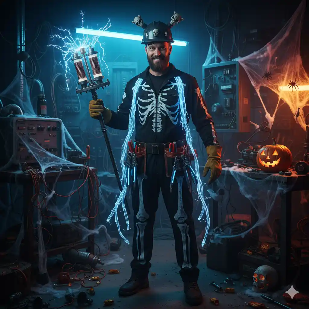 Halloween lighting installation in Maple Ridge BC by Mata Electric